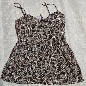 Y2K GAP Neutral Design Baby Doll Top Brown and White